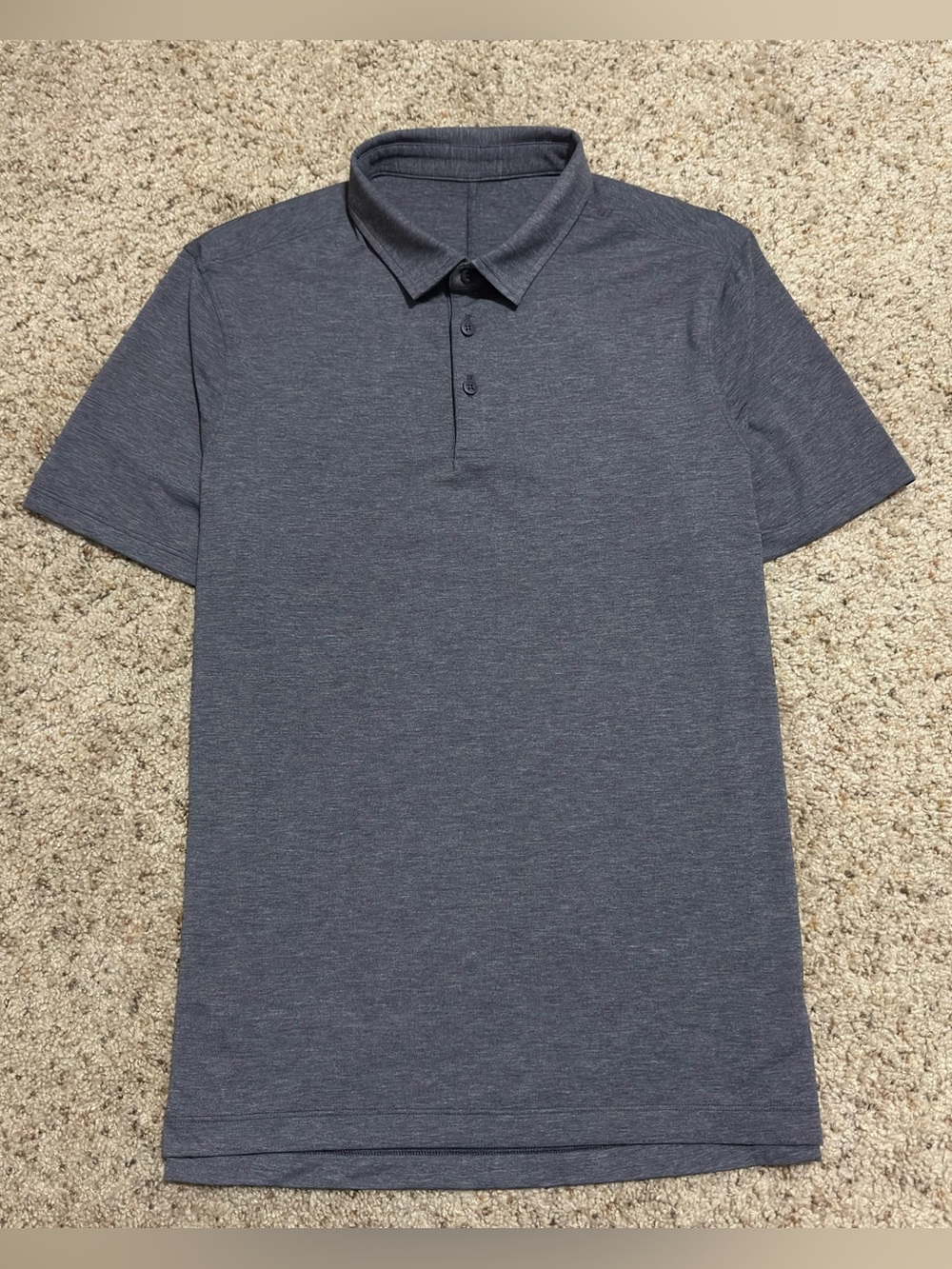 Lululemon Evolution Polo Mens Heathered Black Charcoal Stretch